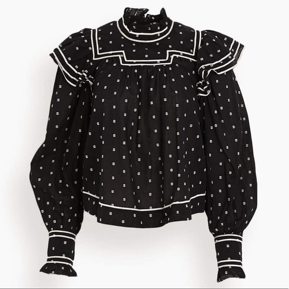 🌸NWT ulla johnson ester blouse in eclipse dot - Picture 10 of 13